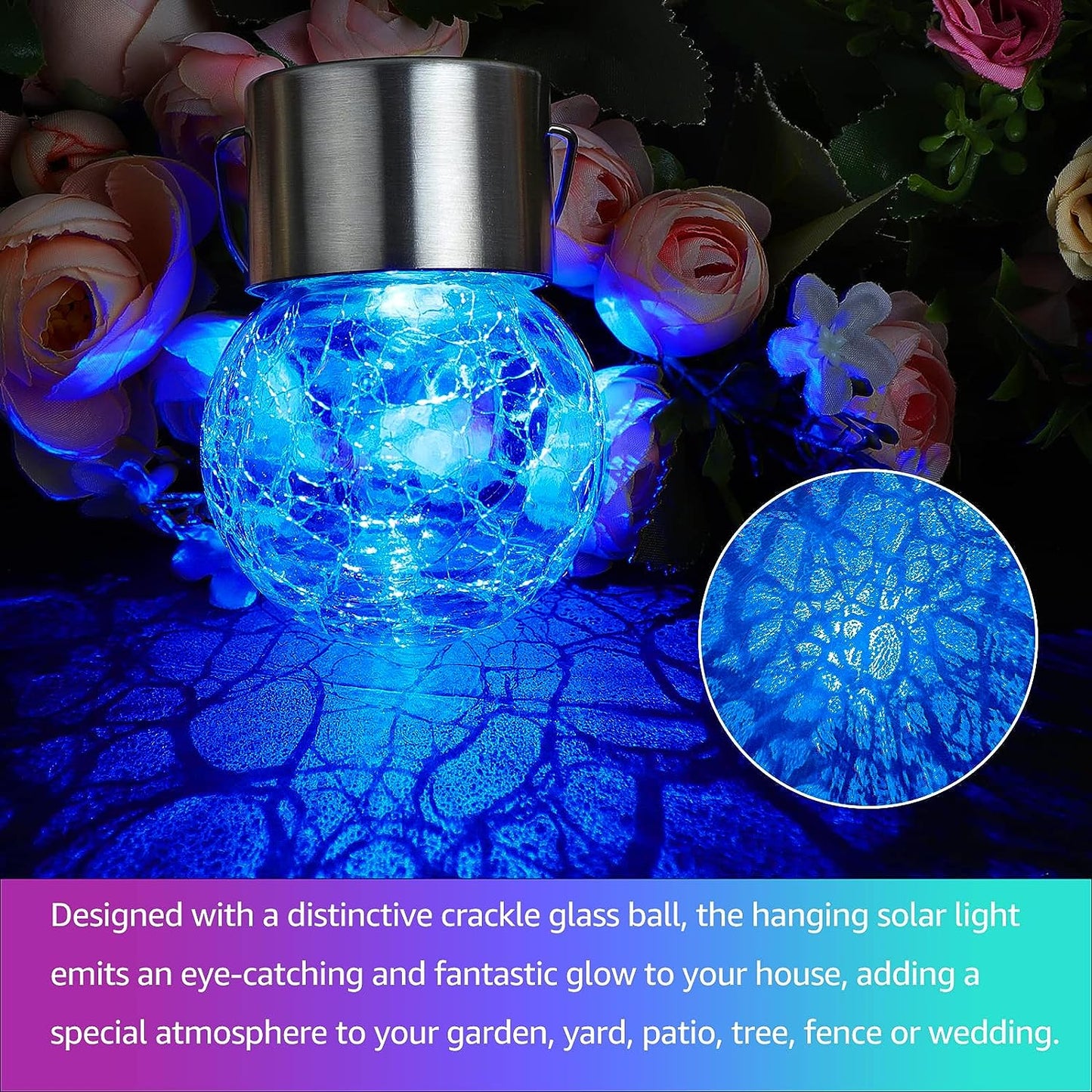 Solar Mosaic Crackle Globes LED-puutarha valot