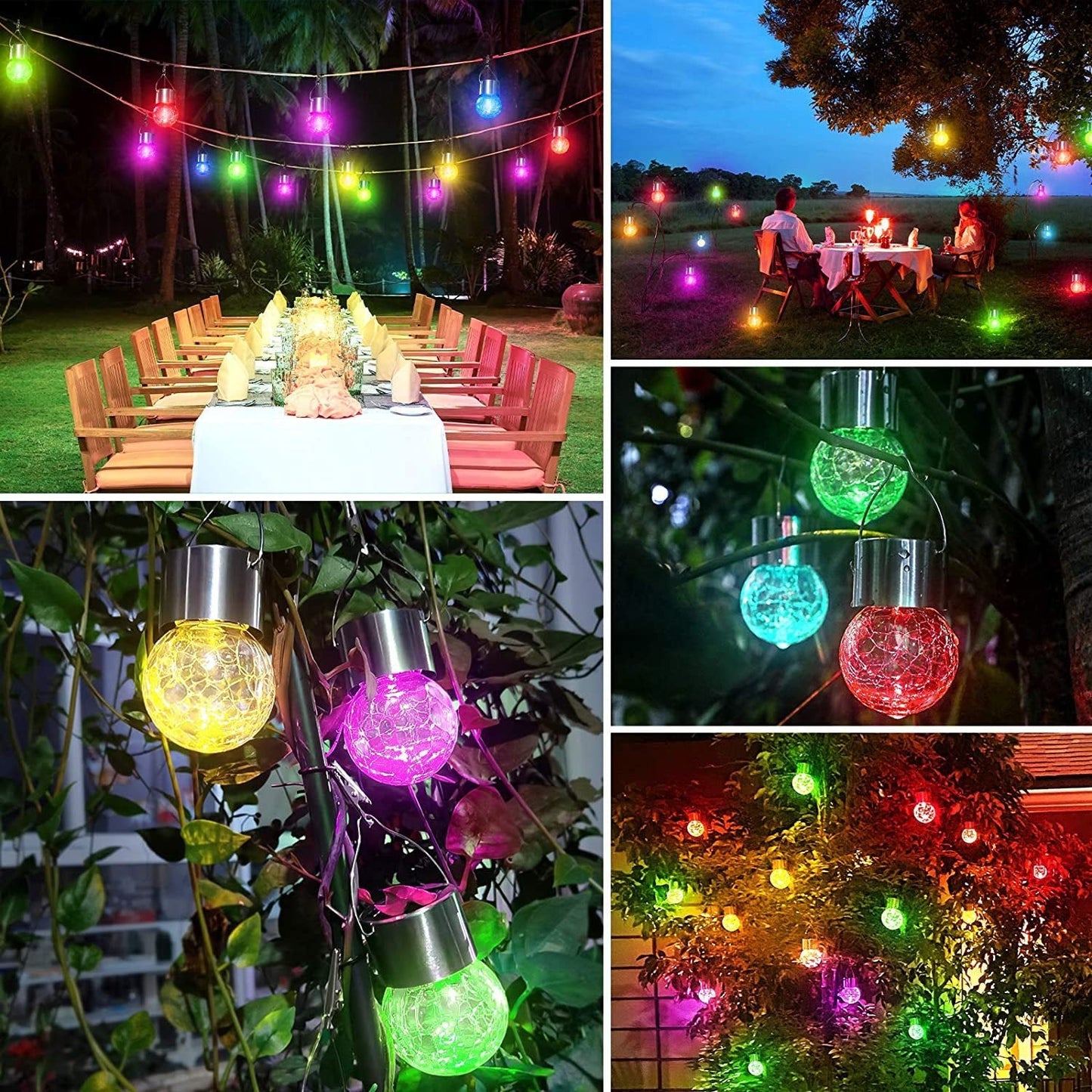 Solar Mosaic Crackle Globes LED-puutarha valot