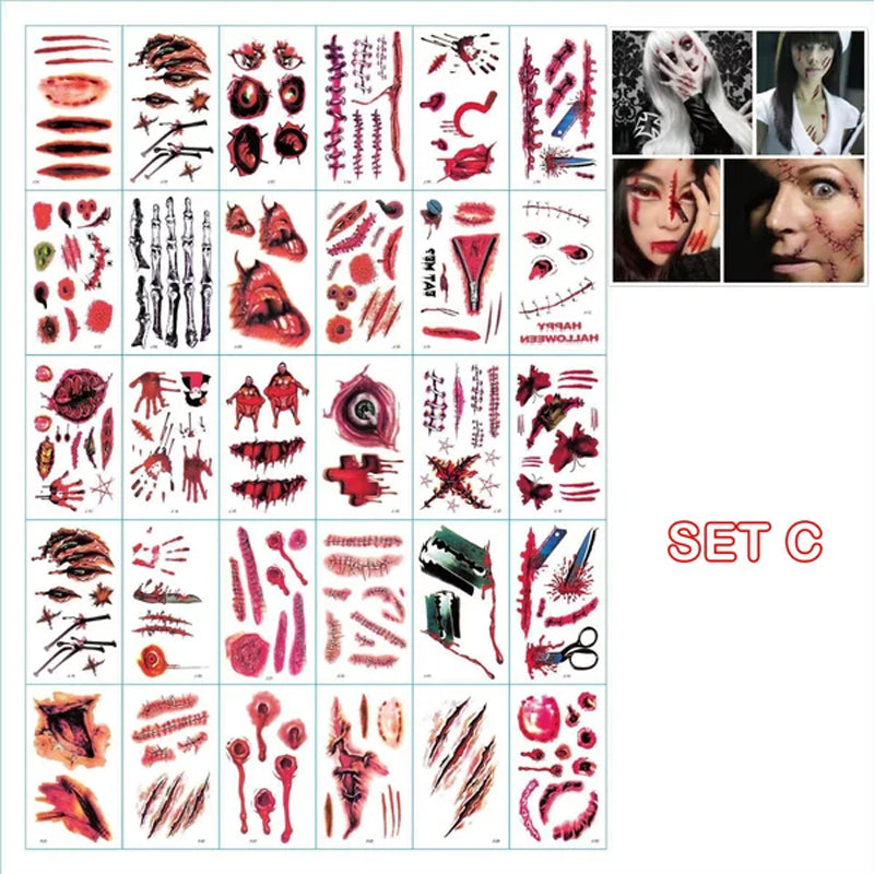 Halloween Prank Makeup Temporary TattoođRealistinen ja helppo poistaa
