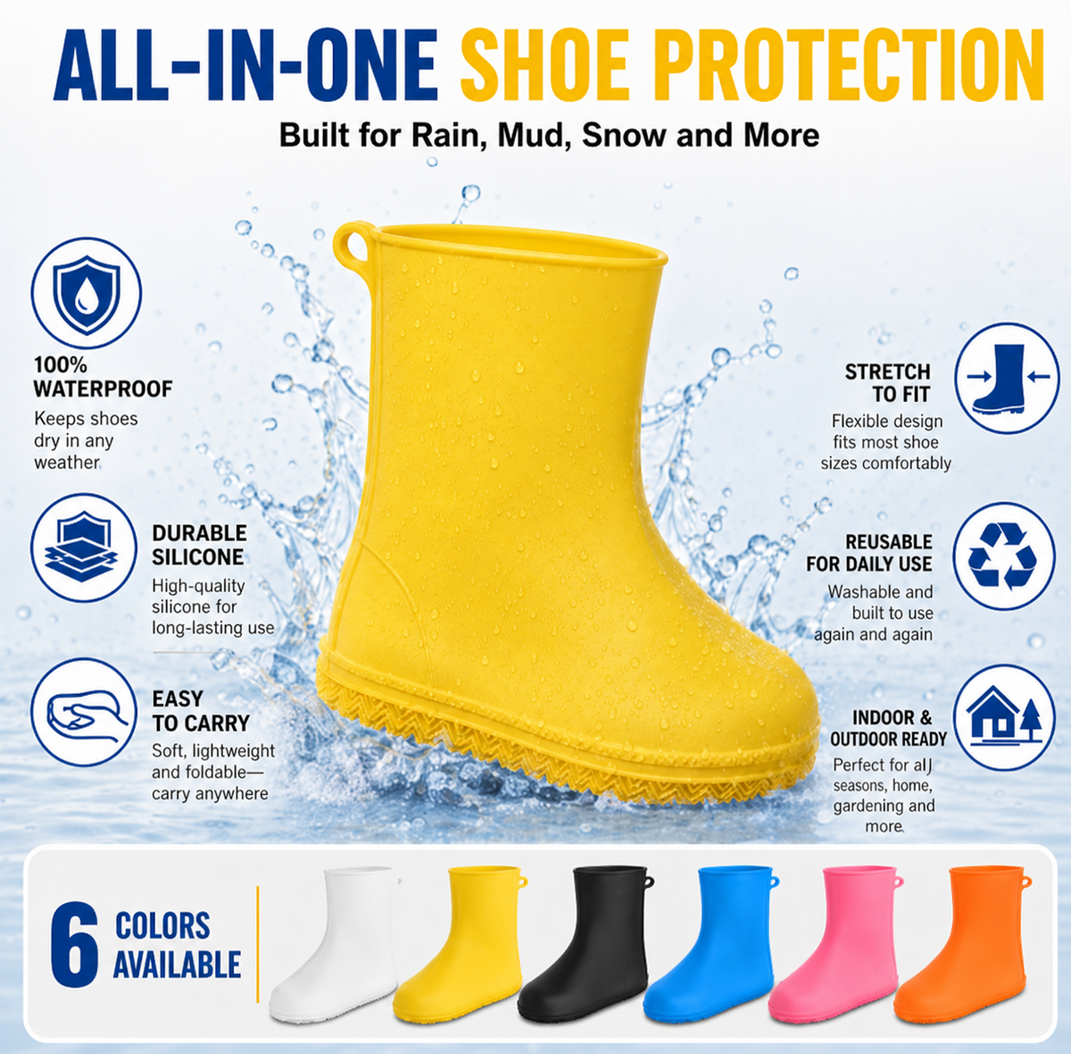 Stop våde sneakers! Kraftige regnovertrækssko — Anti-slip & sammenklappelige i din taske 🌧️
