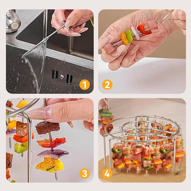 🔥 Spydholder til Airfryer – Lodret kebabholder i rustfrit stål til airfryere, ovne & hjemmelavede BBQ-snacks 🍢