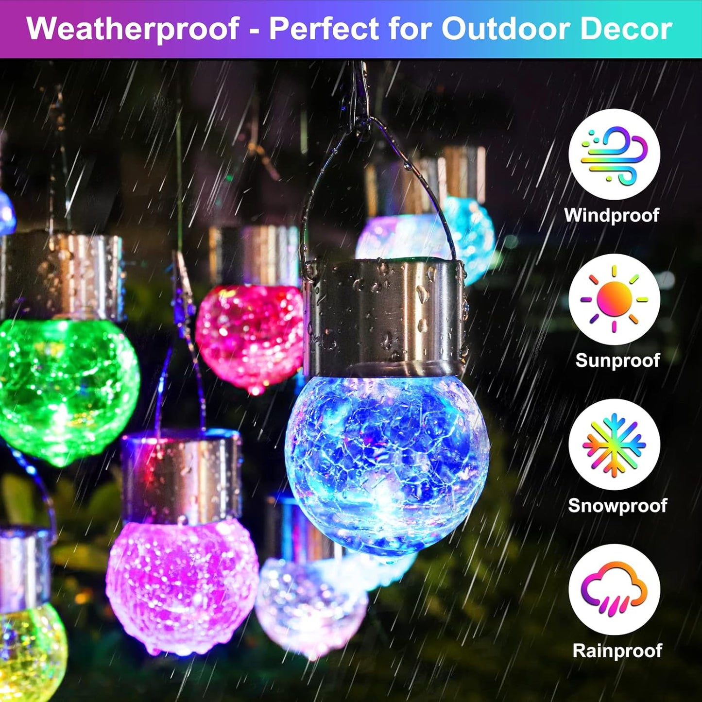 Solar Mosaic Crackle Globes LED-puutarha valot