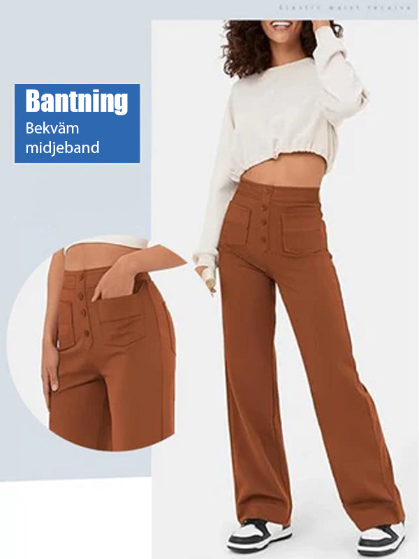 🔥Hot Sale 8000+💷Hyvä hinta🔥Naisten rento korkeavyötäröinen Stretch-housut
