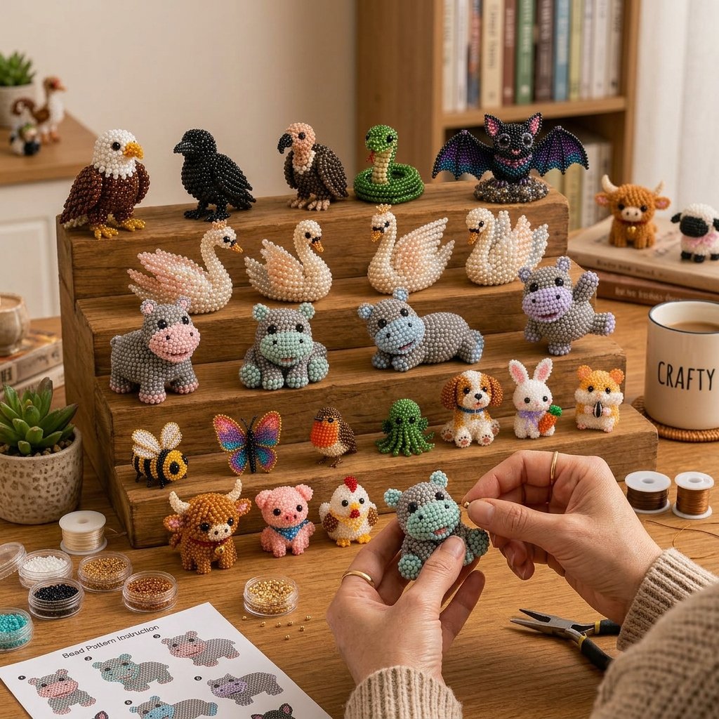 🧵✨ Små 3D Perledyr DIY-kreativt Sæt