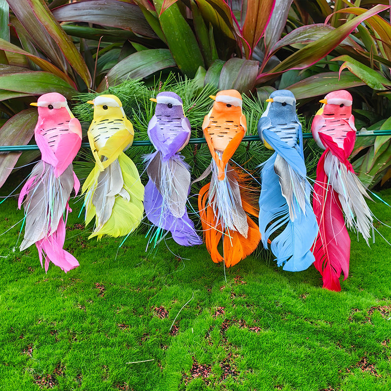 🐦 Kunstige fjerede fugle med clips (12 stykker pr. pakke)