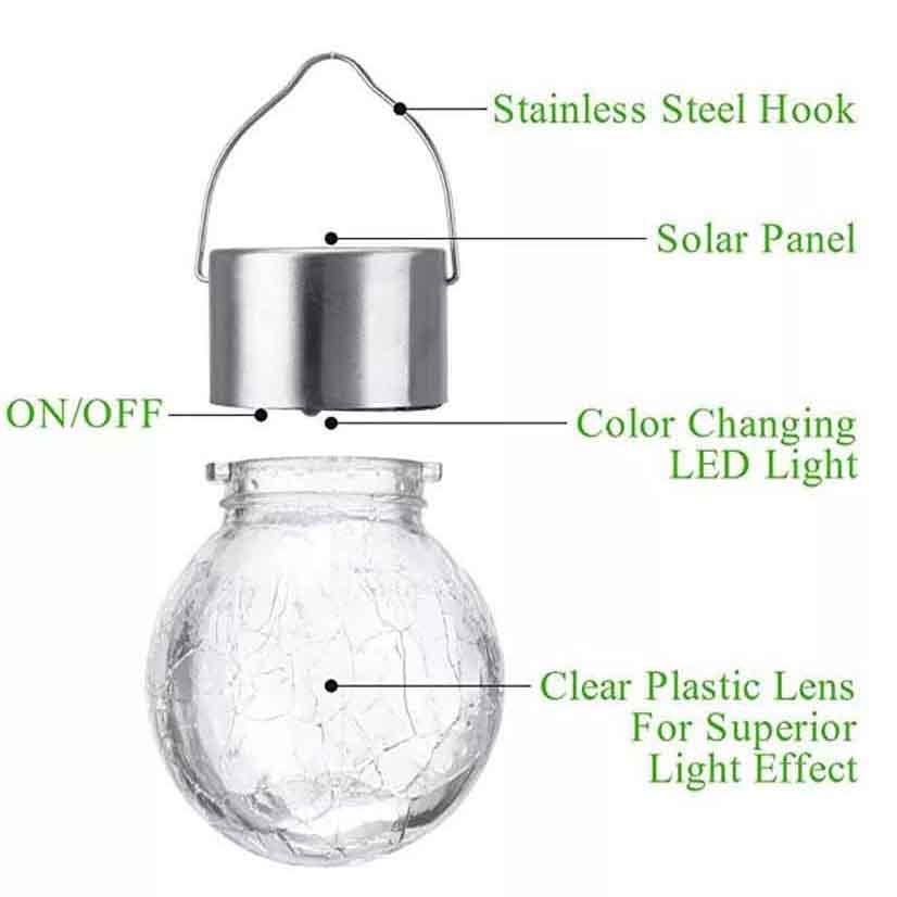Solar Mosaic Crackle Globes LED-puutarha valot