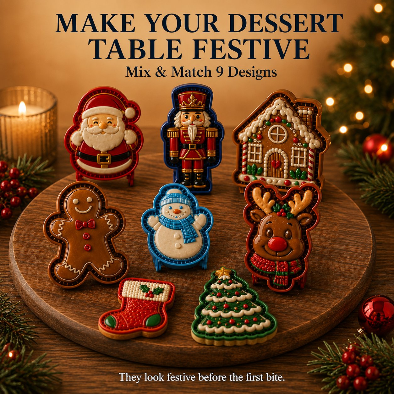 🎄 Mini Julekageforme – 8 Forskellige Designs 🎁