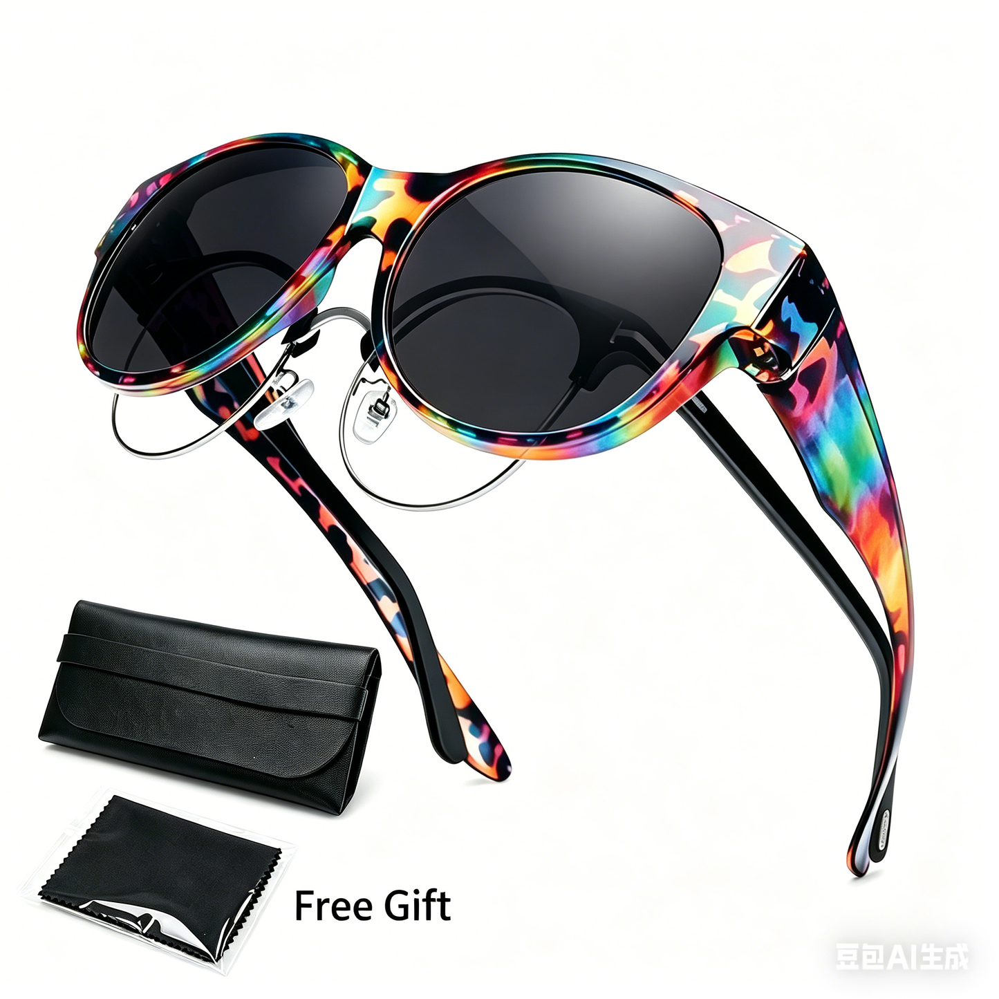 Elegant Cat-Eye Solbrille – Inkl. GRATIS Luksus-læderæske & Pudseklud! 🎁✨