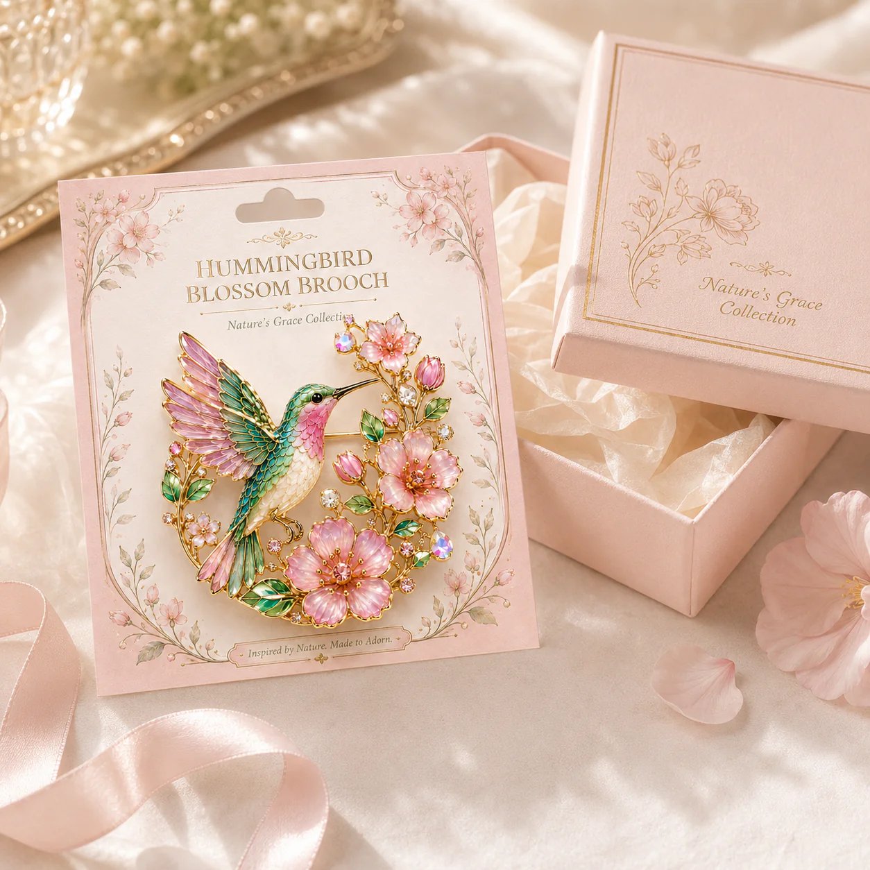 🌸 Limited Edition 2026 Kolibri Blomsterbroche – Elegant Blomster- og Fuglebroche, Smykkegave til Kvinder