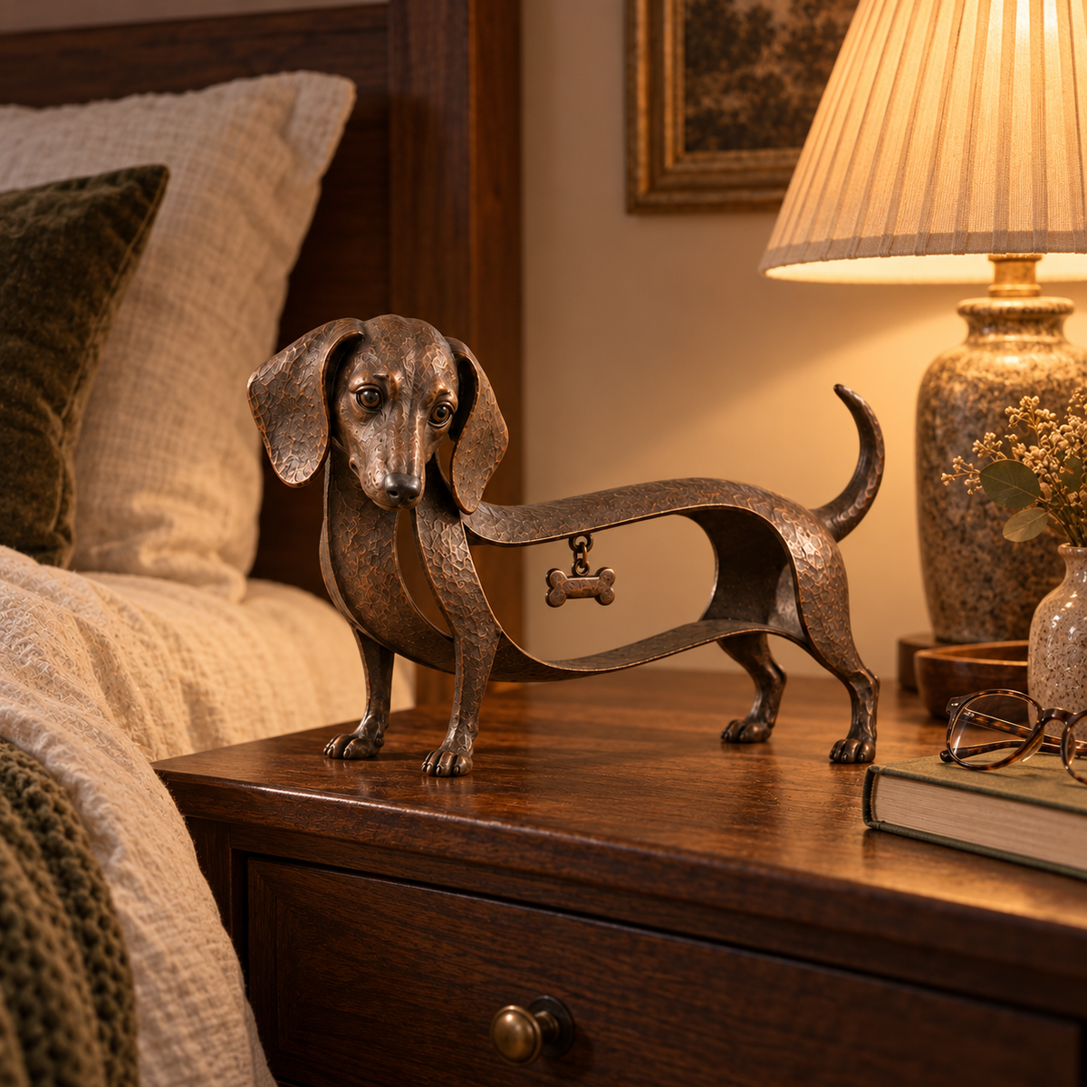 🐾 Vintage dachshund-skulptur – En tidløs klassiker / Vintage smedejerns dachshund-ornament 🖤