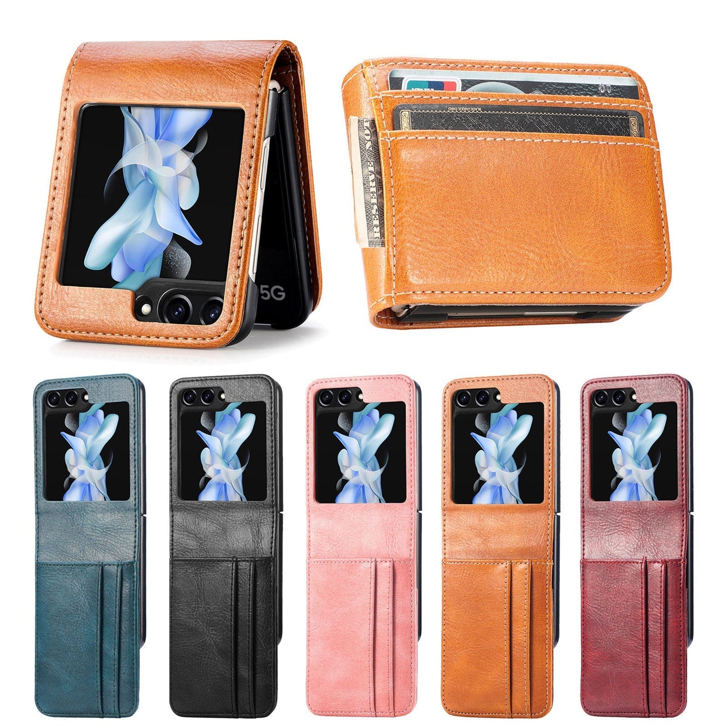 Korttipaikka Nahka Flip Phone Case