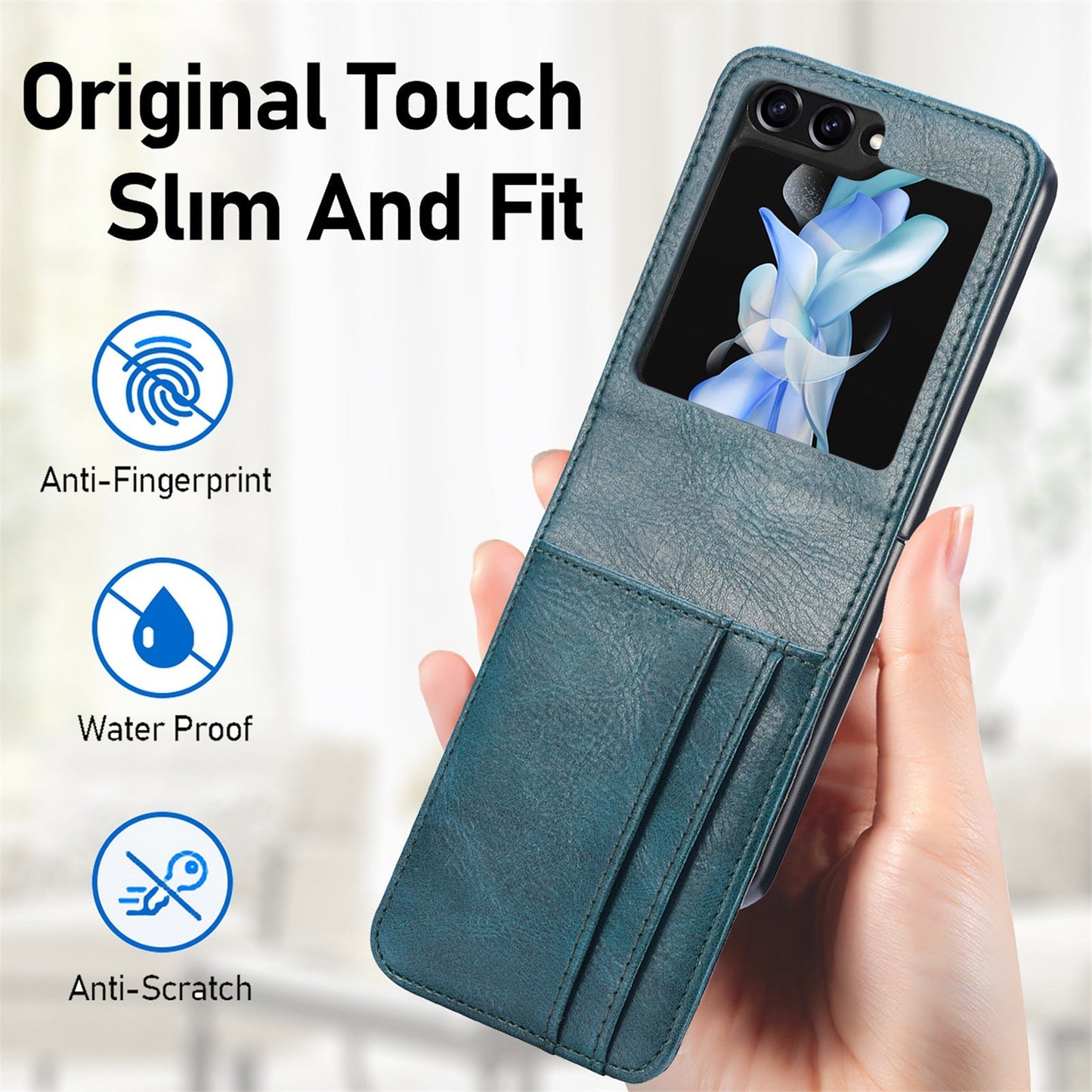 Korttipaikka Nahka Flip Phone Case