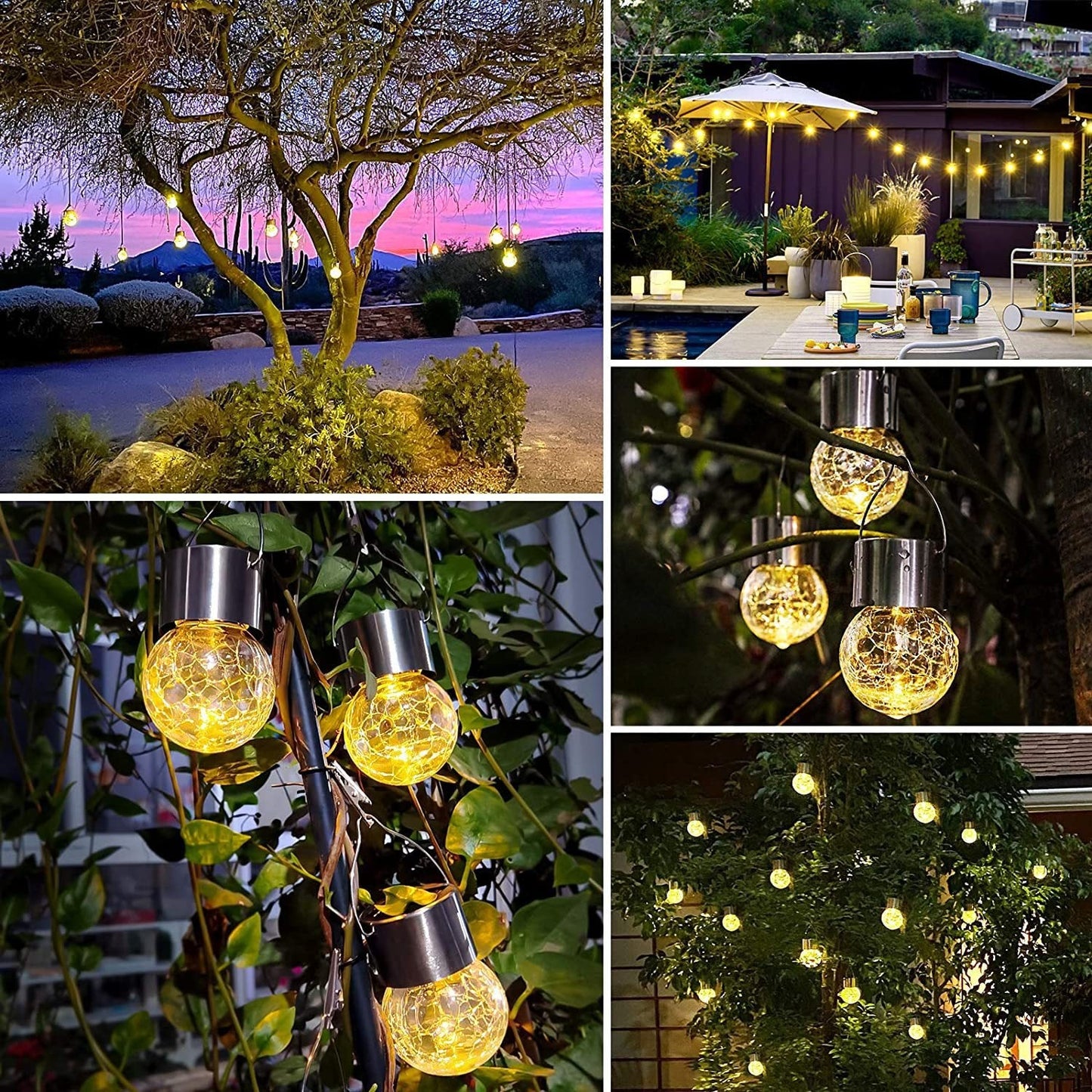Solar Mosaic Crackle Globes LED-puutarha valot