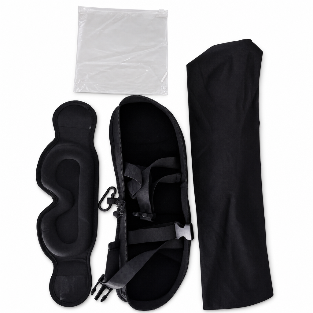 ✈️ Integreret memory foam rejsepude og 3D blackout søvnmask sæt til nakkestøtte under rejsen