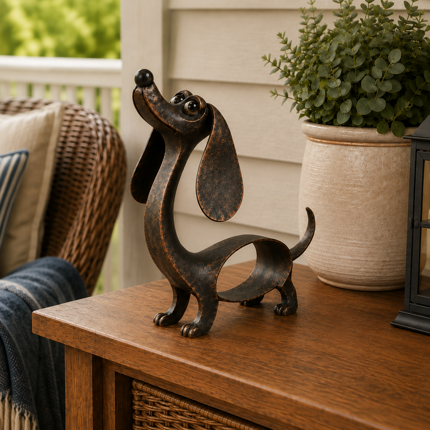 🐾✨ Karakter der Bliver — Gravhund Metalskulptur i Antik Bronze
