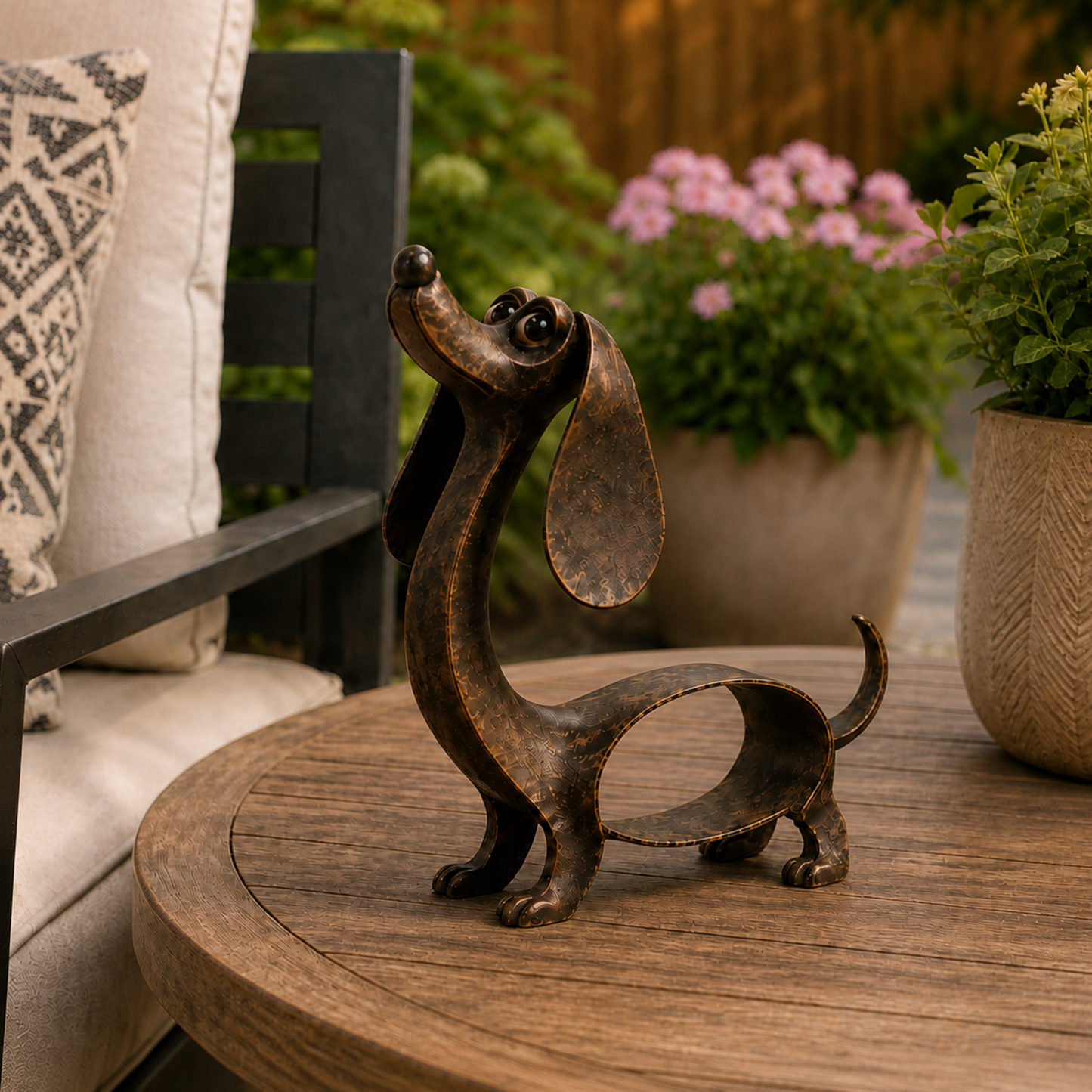 🐾✨ Karakter der Bliver — Gravhund Metalskulptur i Antik Bronze