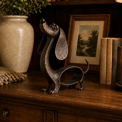 🐾✨ Karakter der Bliver — Gravhund Metalskulptur i Antik Bronze