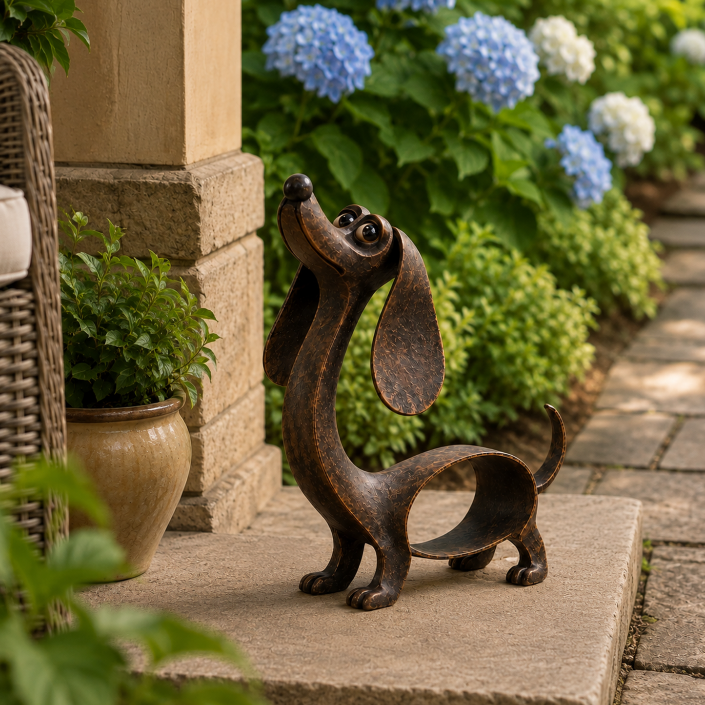 🐾✨ Karakter der Bliver — Gravhund Metalskulptur i Antik Bronze