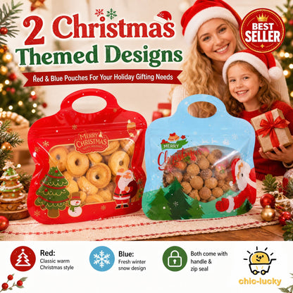 🎁 70% RABAT!!! – Klar til jul! 🎅 Nemt at fylde, nemt at lukke 🎄 Bestseller selvklæbende juleposer til slik & småkager med julemand og snemand 🎅⛄
