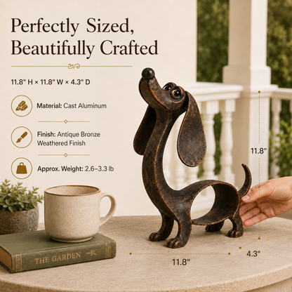 🐾✨ Karakter der Bliver — Gravhund Metalskulptur i Antik Bronze