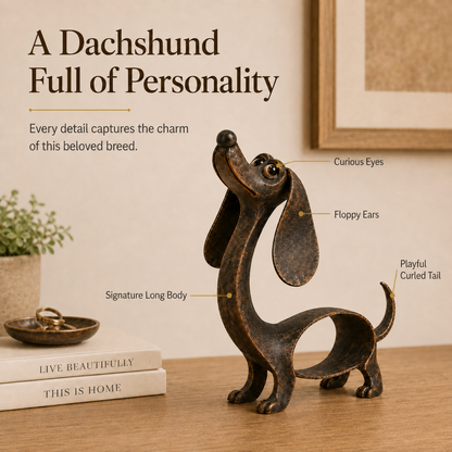 🐾✨ Karakter der Bliver — Gravhund Metalskulptur i Antik Bronze