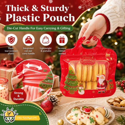 🎁 70% RABAT!!! – Klar til jul! 🎅 Nemt at fylde, nemt at lukke 🎄 Bestseller selvklæbende juleposer til slik & småkager med julemand og snemand 🎅⛄