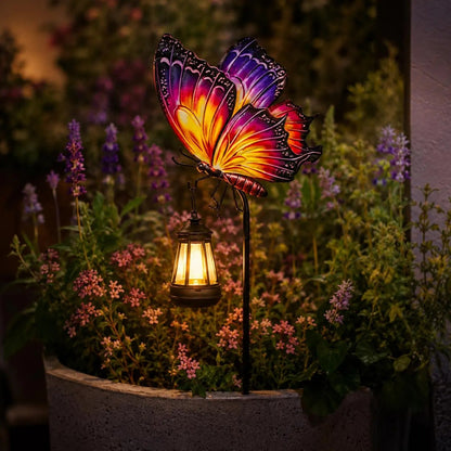 🦋 Solcelle Sommerfugl Havelampe med Hængende Lanterne