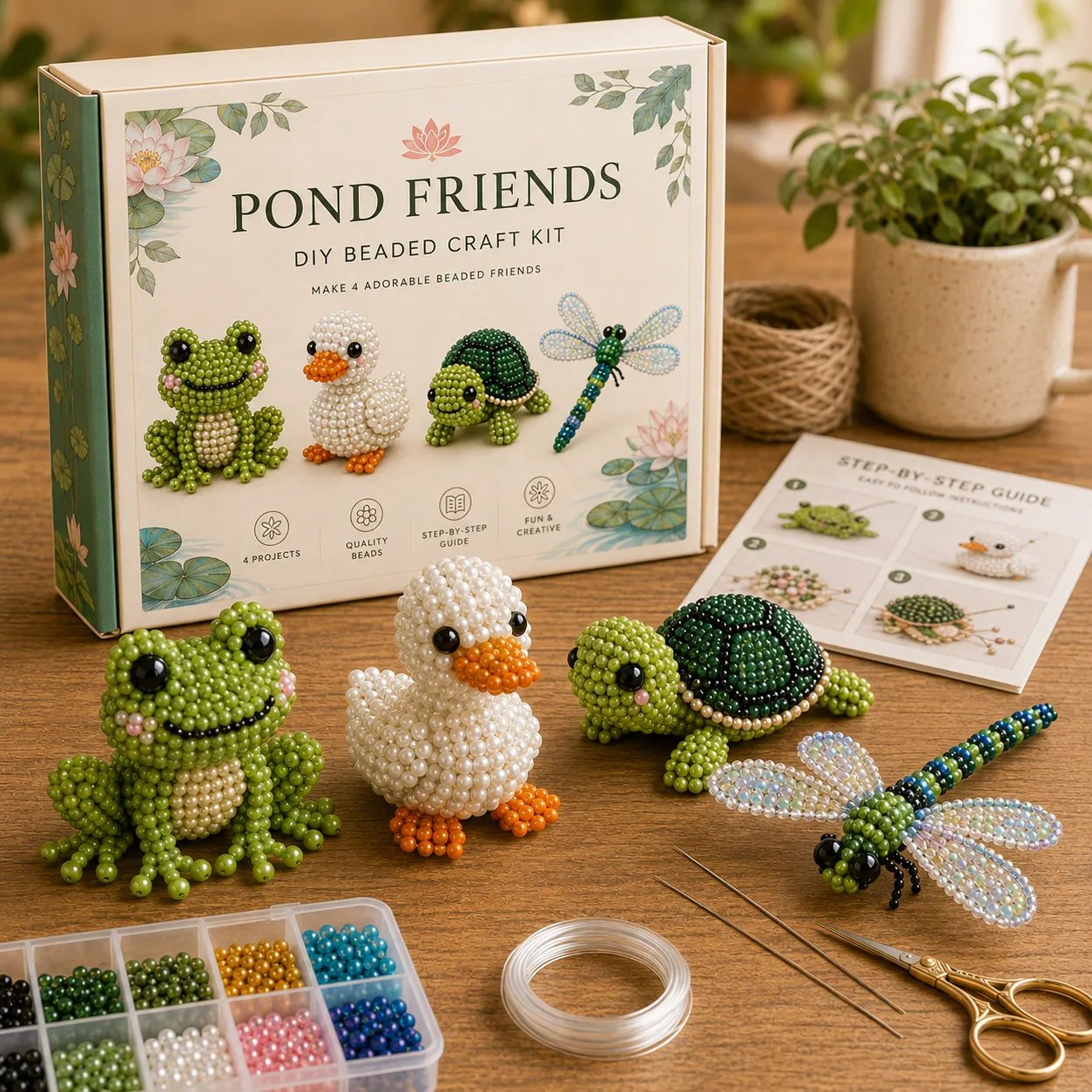 🧵✨ Små 3D Perledyr DIY-kreativt Sæt