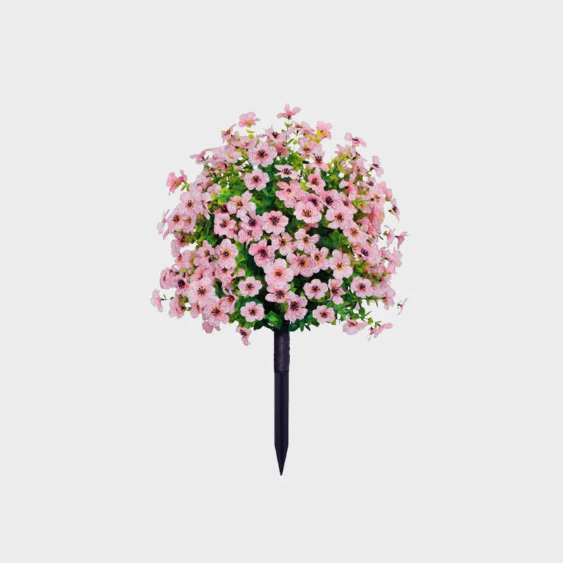Kunstig Eukalyptus og Violette Blomster Jord-indsats Dekoration
