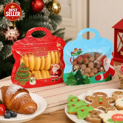 🎁 70% RABAT!!! – Klar til jul! 🎅 Nemt at fylde, nemt at lukke 🎄 Bestseller selvklæbende juleposer til slik & småkager med julemand og snemand 🎅⛄