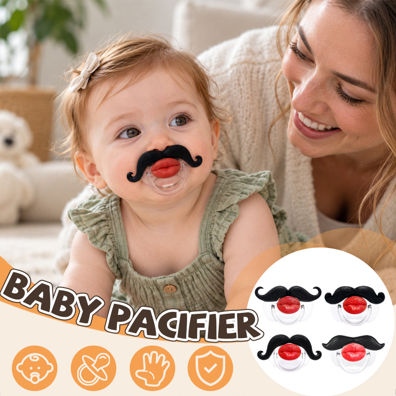👶😂 Babysut med røde læber og overskæg