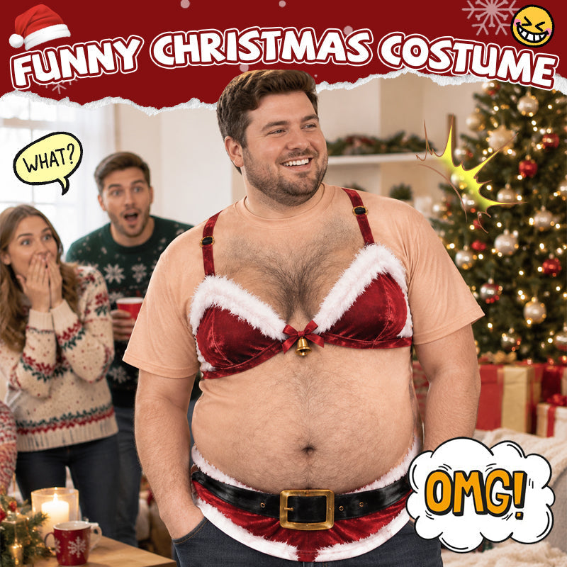 🎄 Sjovt julekostume – komisk mave-illusion-outfit 😂