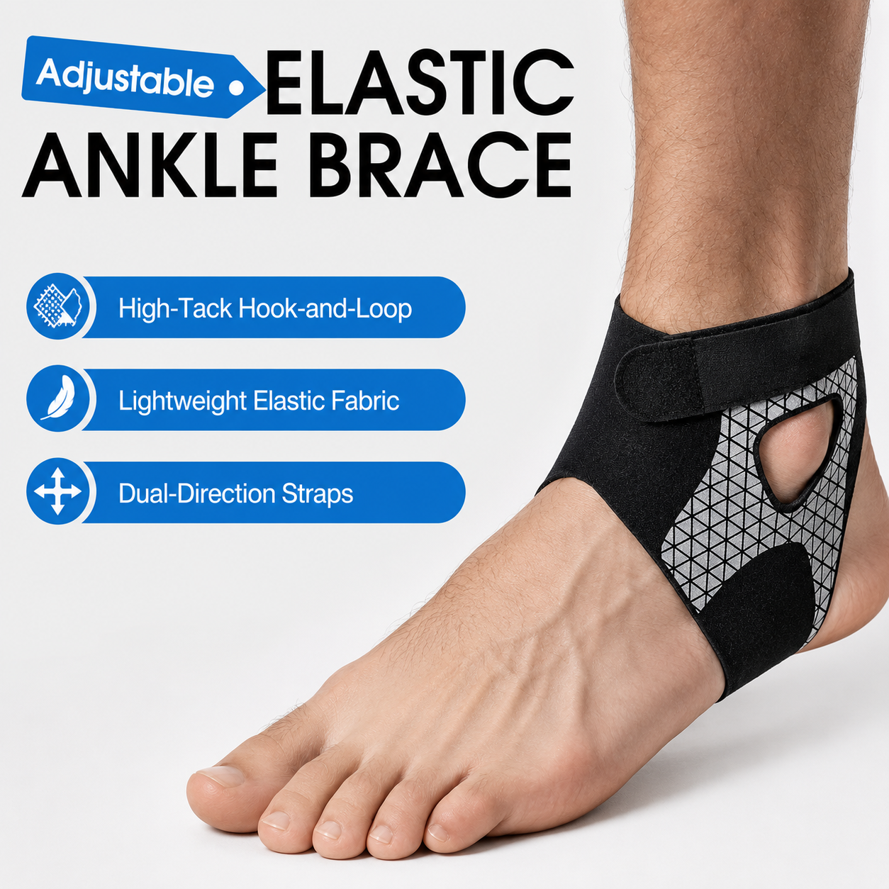 🏃‍♂️Justerbar Elastisk Ankelstøtte – Genvind Dit Skridt & Din Stabilitet! ✨