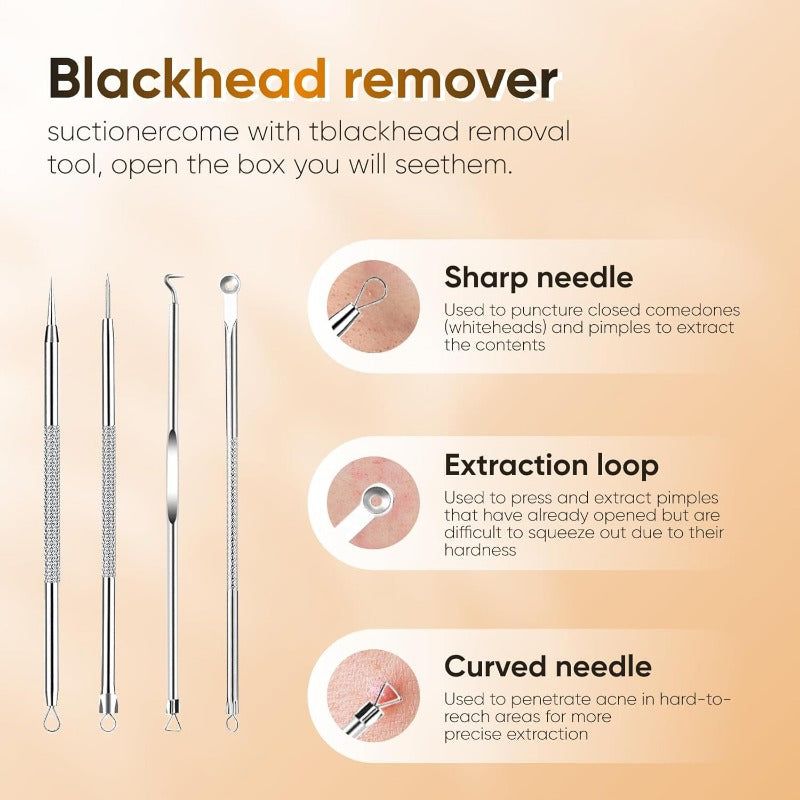 Rechargeable Pore Vacuum - 6-in-1 Blackhead Remover with Smart Display and Extraction Kit