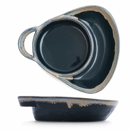 🍽️ Retro serverings- og bagefad i keramik med opdelte rum – enkelt håndtag og egnet til ovn og opvaskemaskine