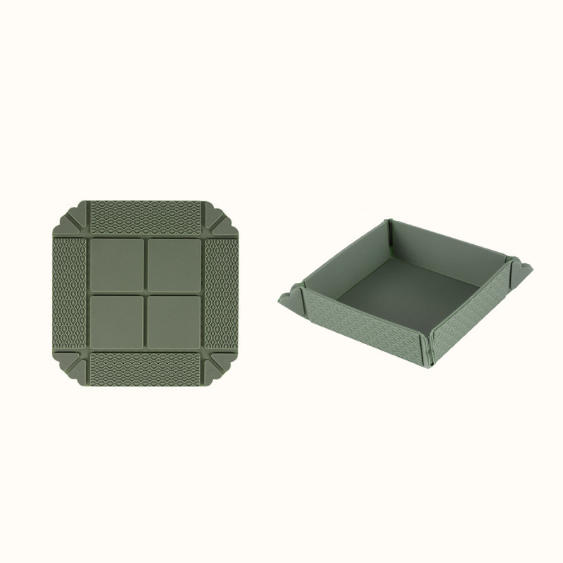 🍽️ Foldbar varmebestandig måtte & opbevaringsbakke — 2-i-1 bordskåner og snackbakke med magnetisk opbevaring 🧲