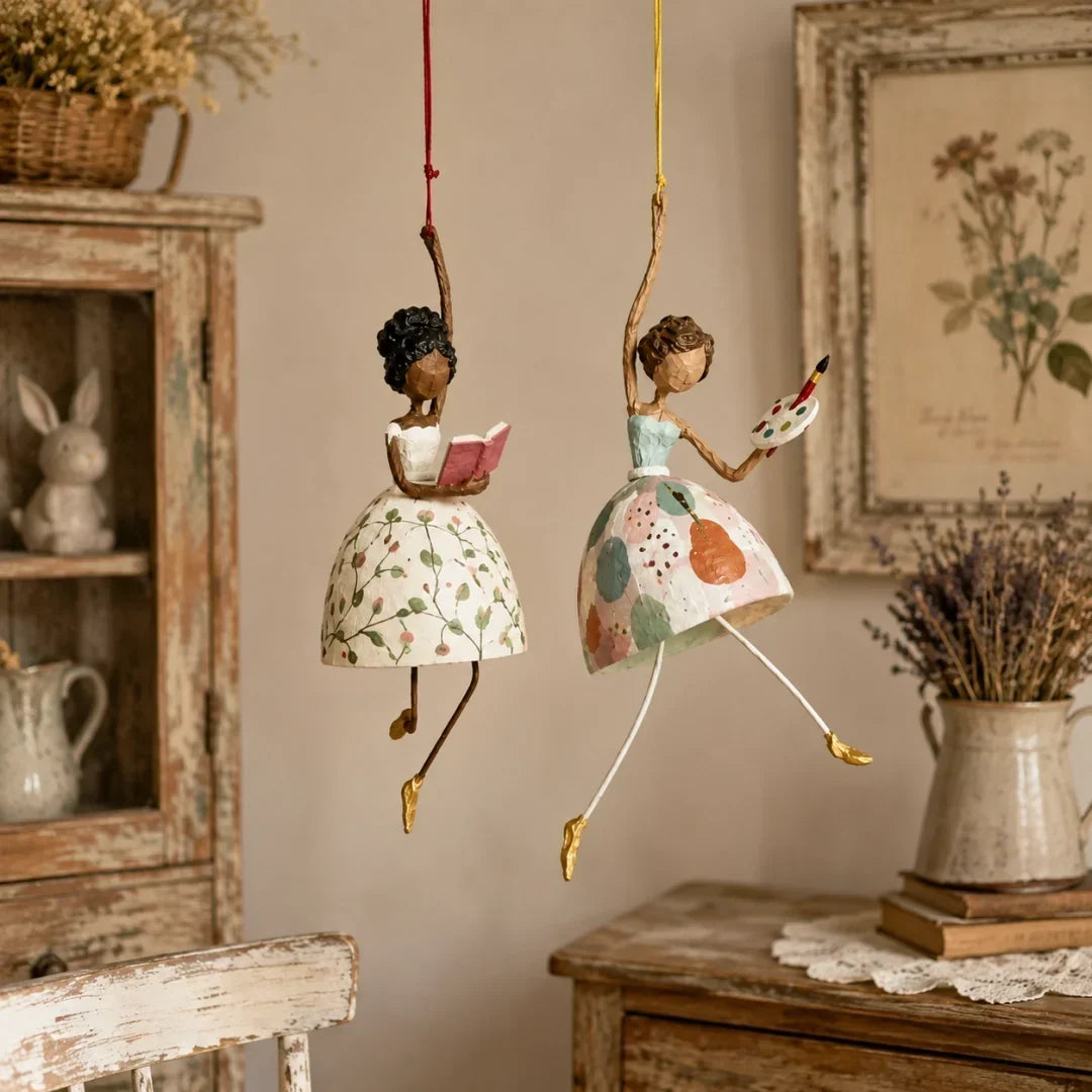 💃🌸 Lad dit rum danse — Eventyrlig Dansende Dame Hængepynt