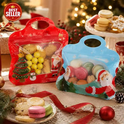 🎁 70% RABAT!!! – Klar til jul! 🎅 Nemt at fylde, nemt at lukke 🎄 Bestseller selvklæbende juleposer til slik & småkager med julemand og snemand 🎅⛄