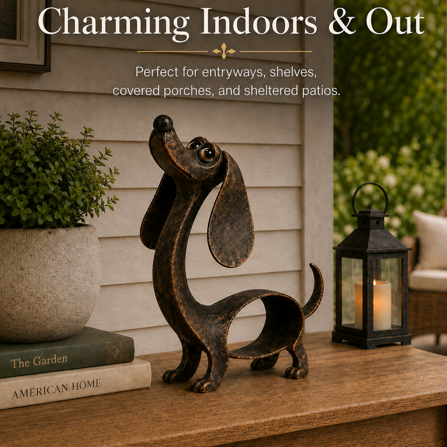 🐾✨ Karakter der Bliver — Gravhund Metalskulptur i Antik Bronze