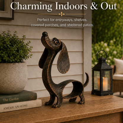 🐾✨ Karakter der Bliver — Gravhund Metalskulptur i Antik Bronze
