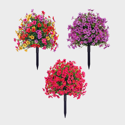 Kunstig Eukalyptus og Violette Blomster Jord-indsats Dekoration