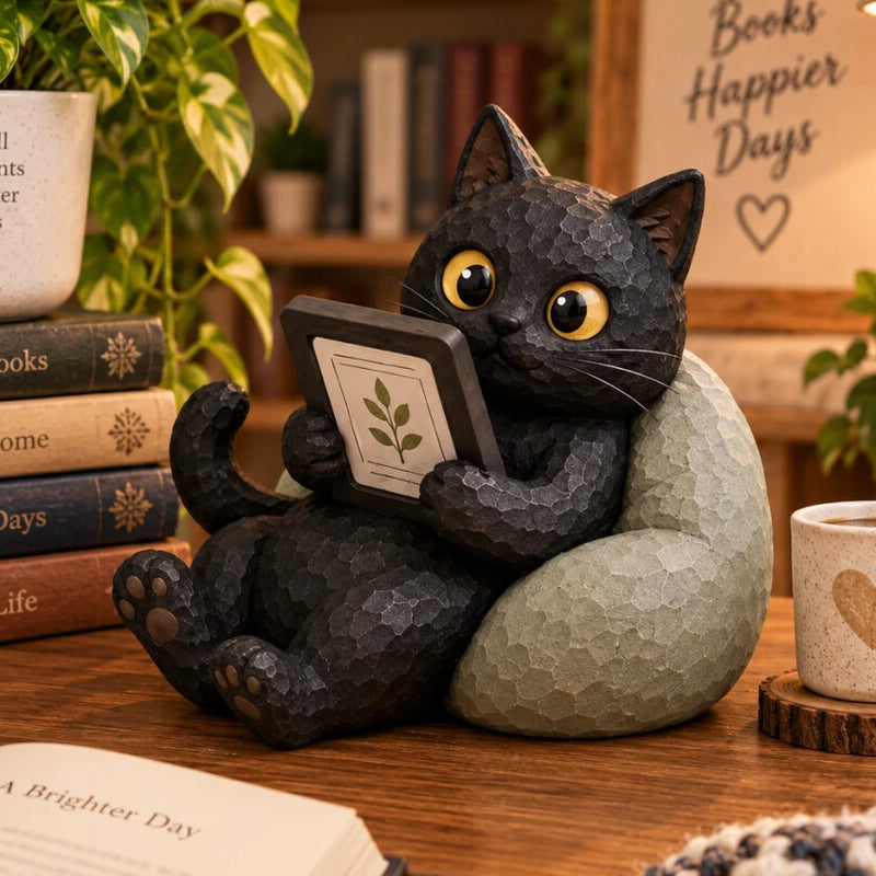 🐱Læsende Kat Figur 📚