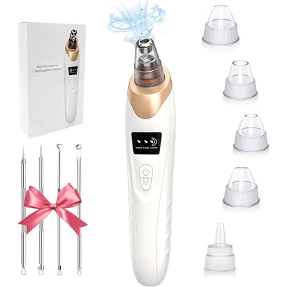 Rechargeable Pore Vacuum - 6-in-1 Blackhead Remover with Smart Display and Extraction Kit