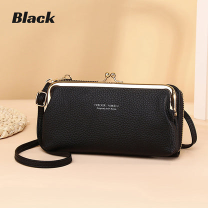 Monikäyttöinen PU nahka matkapuhelin laukku Crossbody olkalaukku