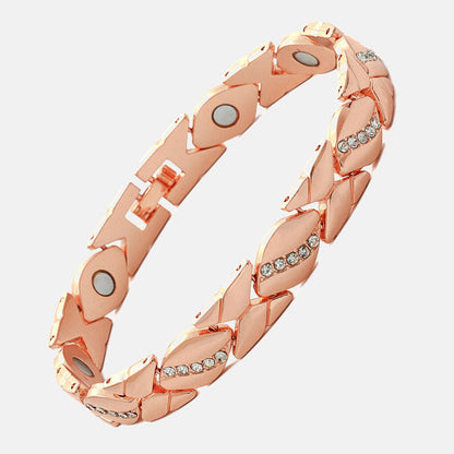 Bladformet magnetisk armbånd med rhinsten