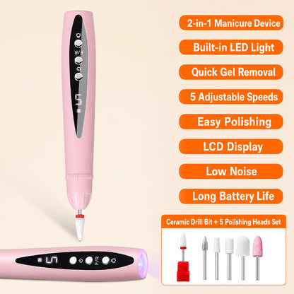 💅 Bærbar 2-i-1 Neglebor & UV Gel Neglelampe