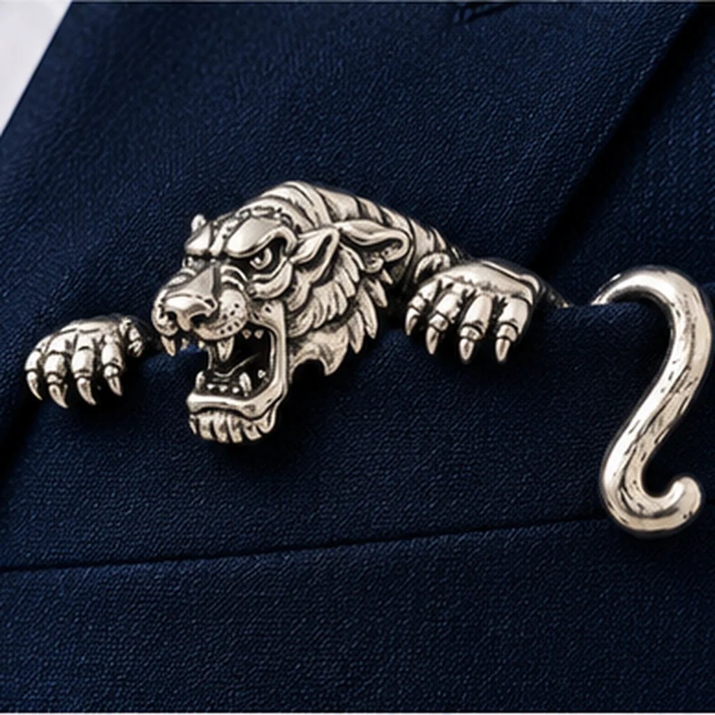 🐊✨ Skulpturel dyreformet metal-lommetørklæde