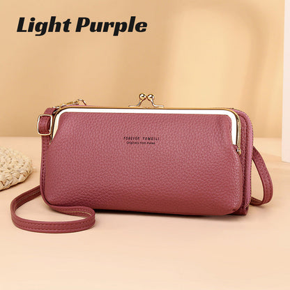 Monikäyttöinen PU nahka matkapuhelin laukku Crossbody olkalaukku