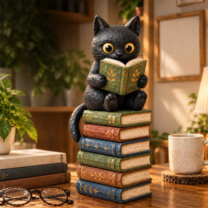 🐱Læsende Kat Figur 📚
