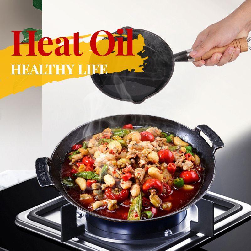 📢📢 50% RABAT & På lager ⏰ 🍳 Mini Non-stick Støbejernspande 10 cm – Sundt støbejern, ensartet varme & træhåndtag ✨